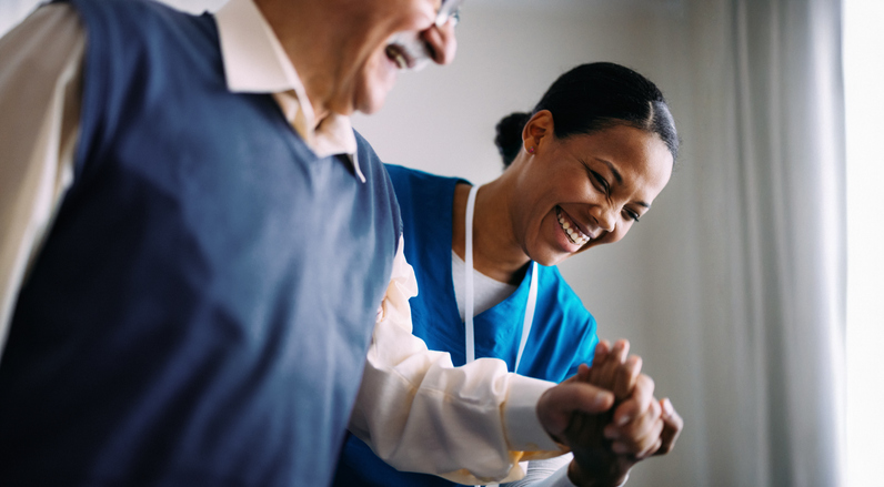 Nurse helping a senior patient